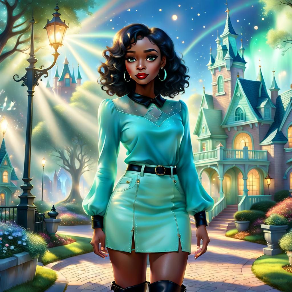 AngelicMintz In A Mint Green Long Sleeve Elegant Outfit Outside Disney Art Fantasy Style 💚💫✨