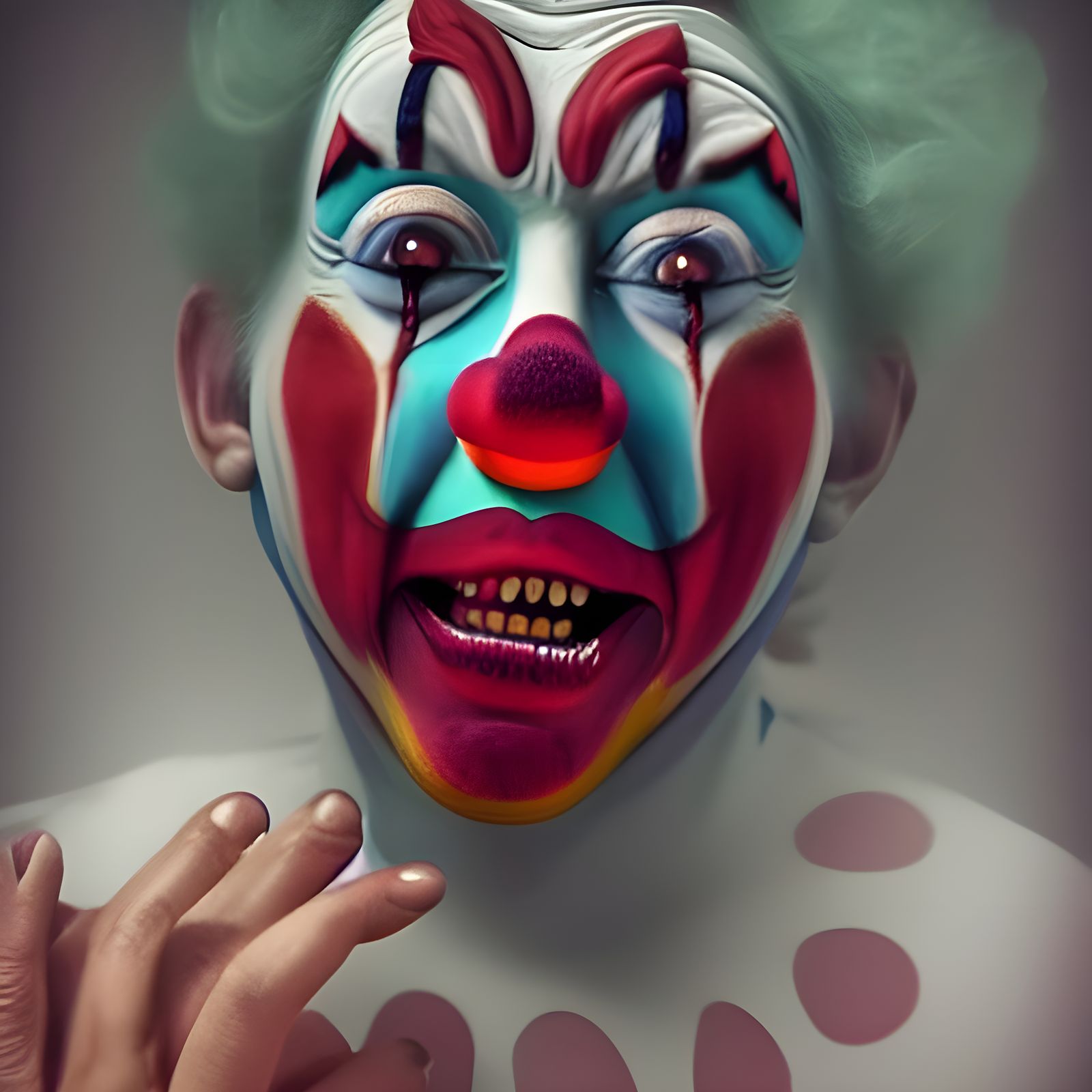 Creepy Crying Clown in Hyperrealistic Style