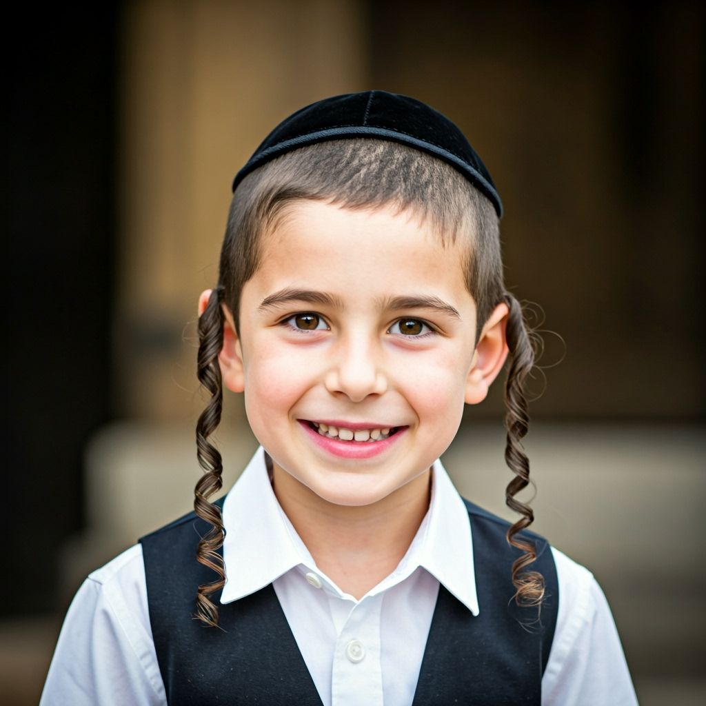 Photorealistic Portrait of Hasidic Boy with Curly Payot