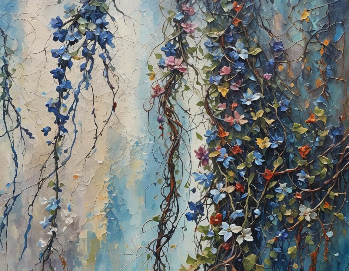 Surreal Expressionist Flowers in Oil Painting