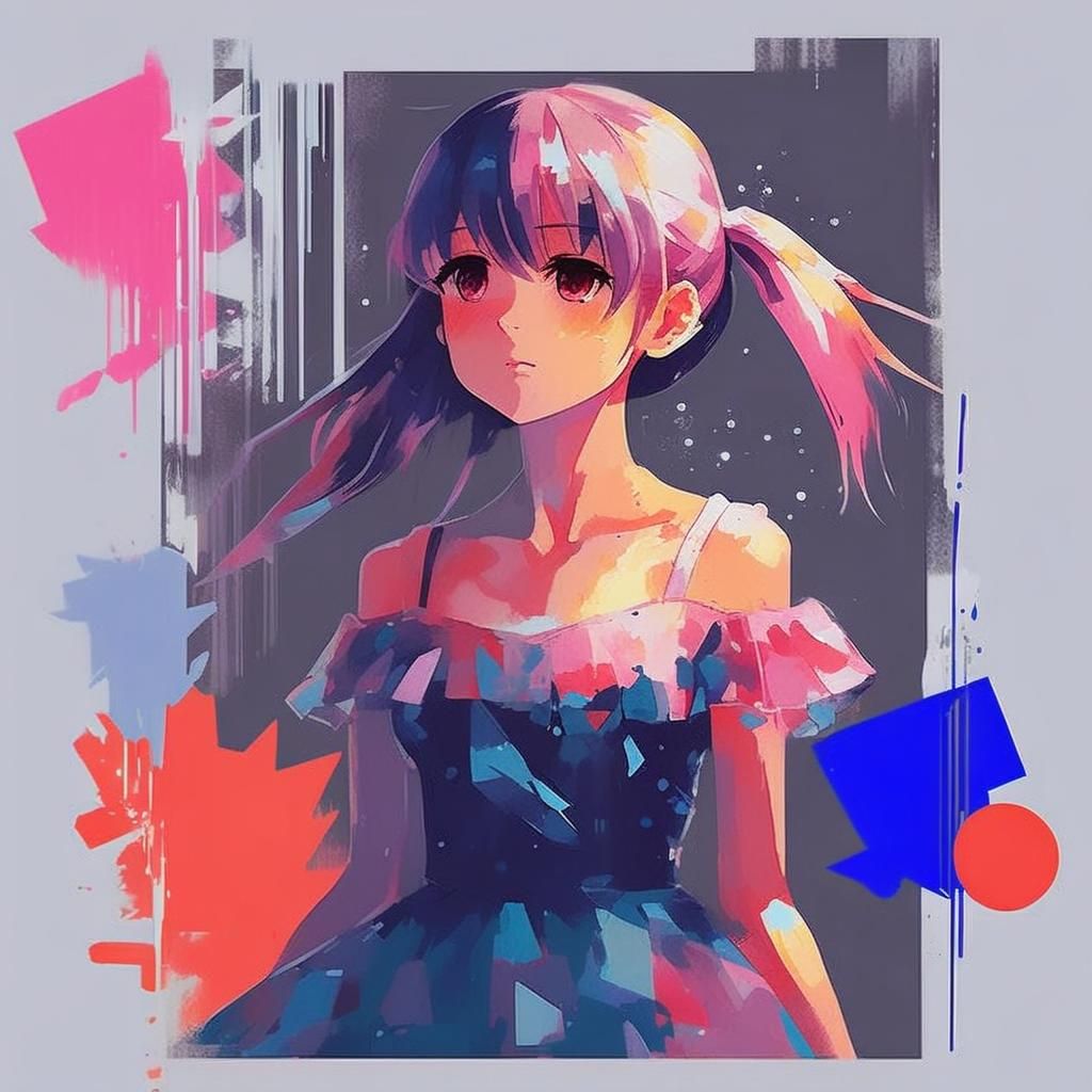 Crystal Prismatic Girl in Anime Style