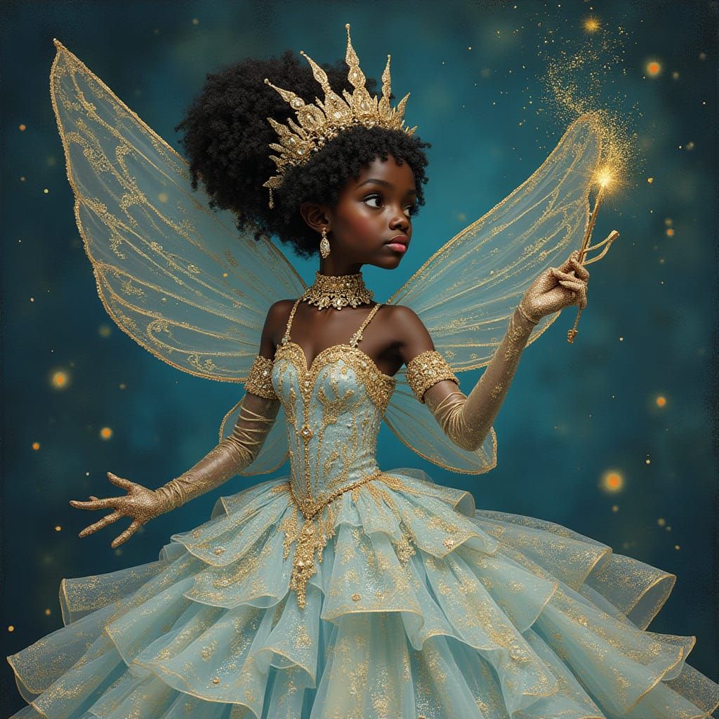 Whimsical Fairy Godmother Waving Wand