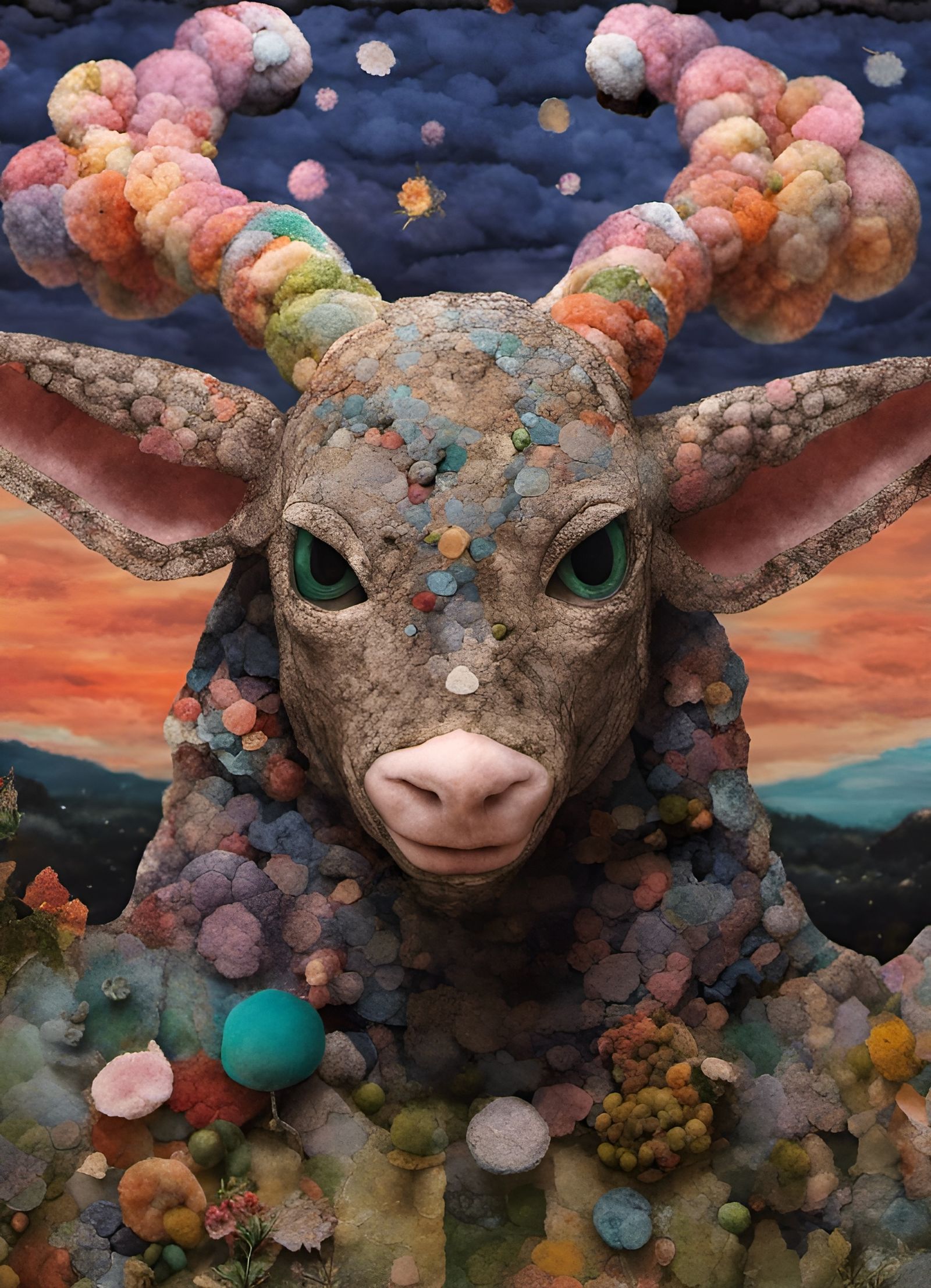 Detailed Patchwork Figure in 3D Textile Collage