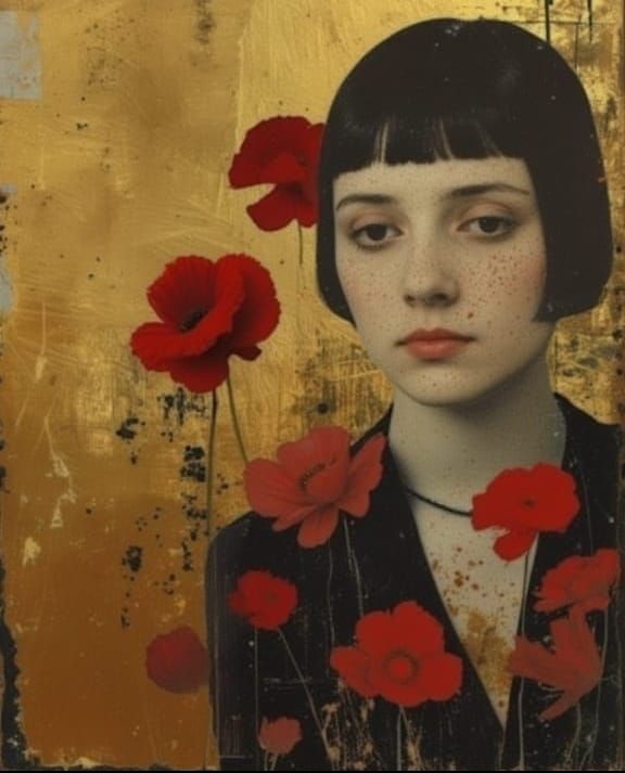 Golden Woman in Ecstatic Dance, Inspired by Klimt's Vienna S...