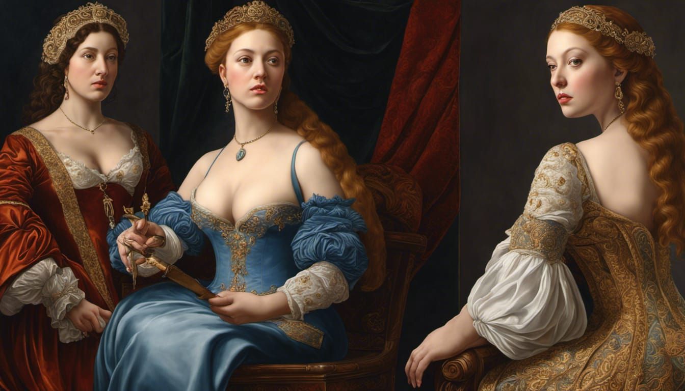Voluptuous Renaissance Woman Posing For Painting