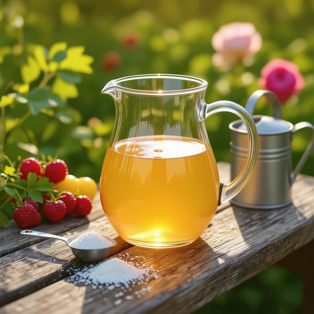 Photorealistic Vegetable Garden With Glass Pitcher and Garde...