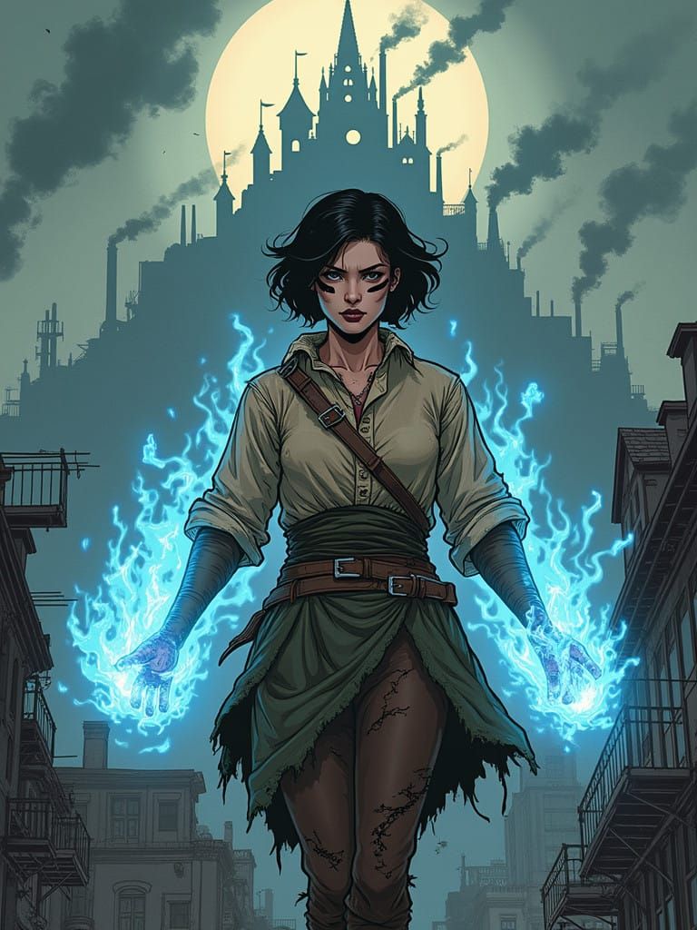 Victorian Gothic Warrior in Fiery Splendor