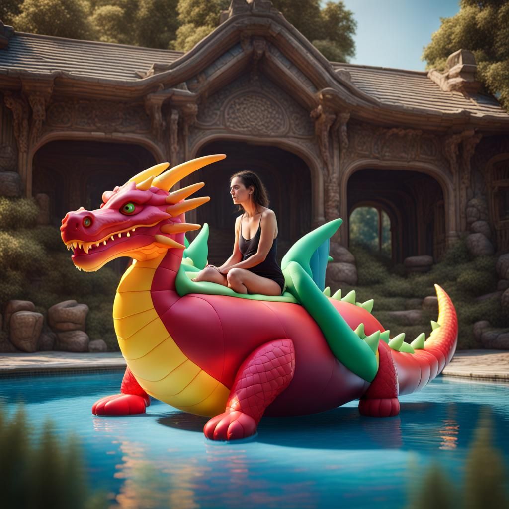 Colorful Dragon Pool Toy: Fantasy Concept Art