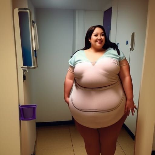 Attractive Plus-Size Nurse in Realistic Hospital Scene