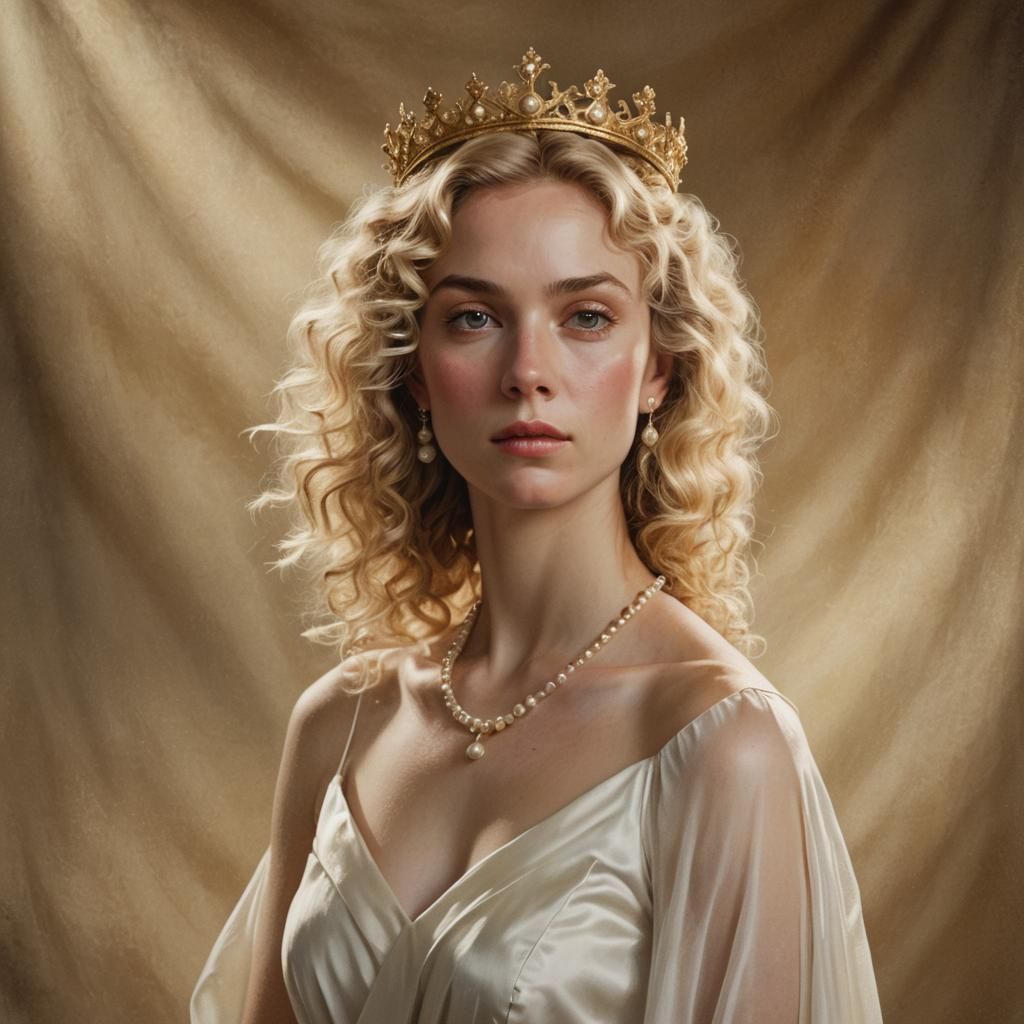 Blonde Woman with Crown: Hyperdetailed Portrait