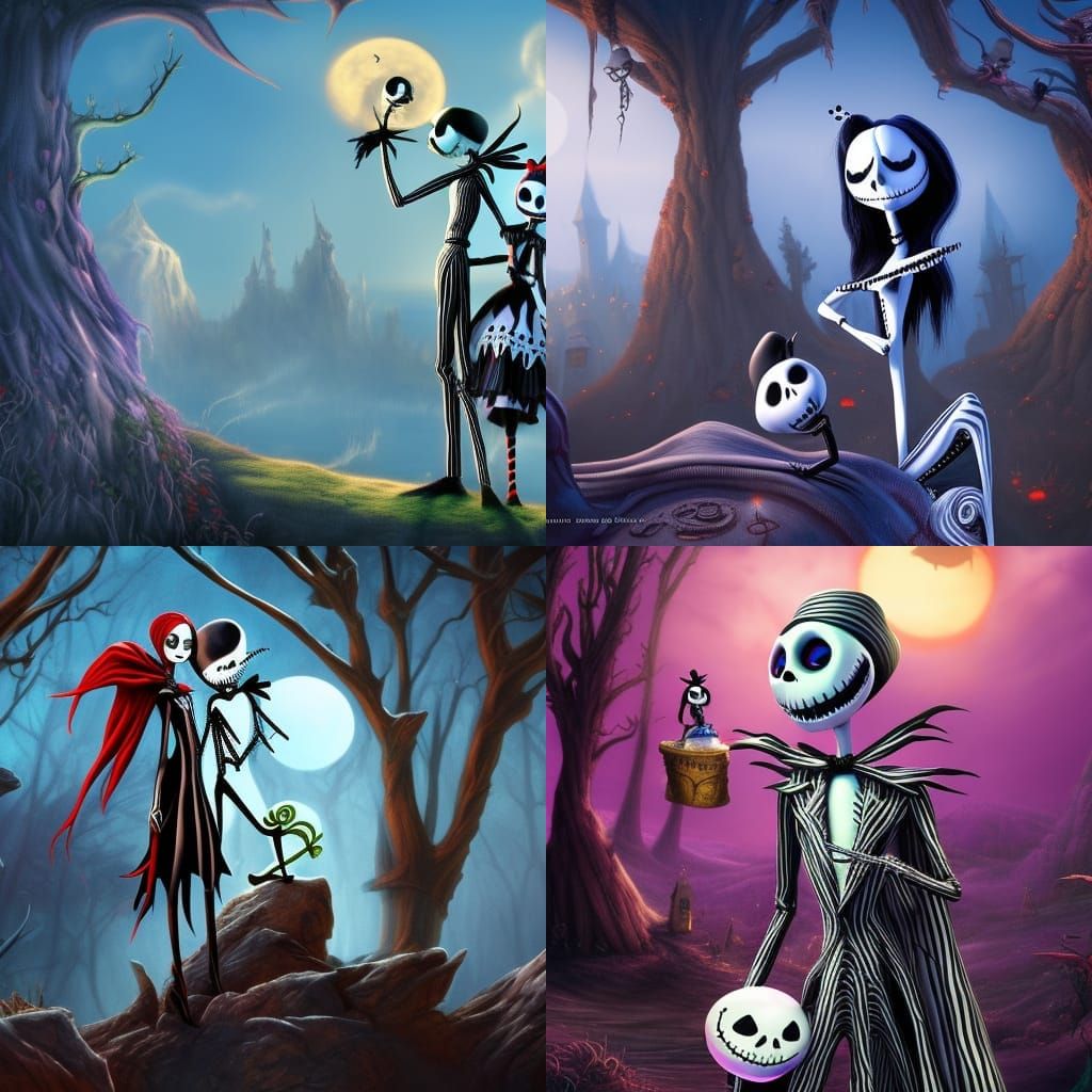 Jack and Sally: Nightmare Before Christmas Art