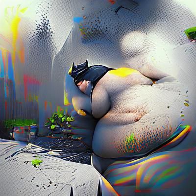 Volumetric 3D Render of Overweight Batman