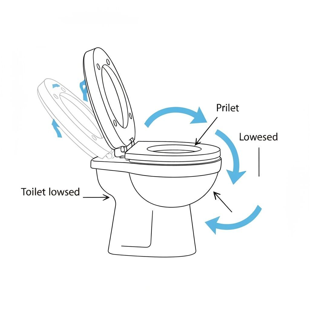 Minimalist Vector Diagram: How to Lower a Toilet Seat
