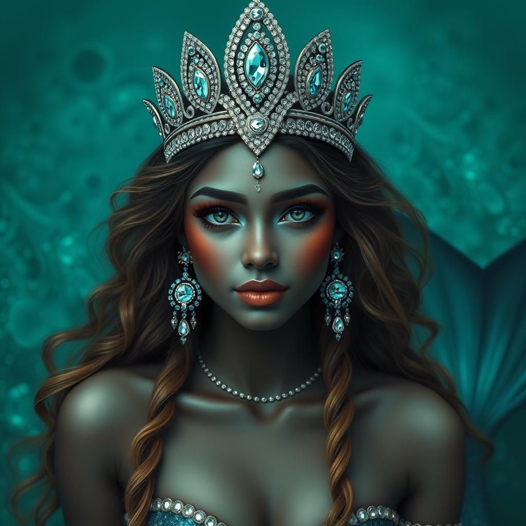 Desi Mermaid Queen with Regal Turquoise Tail