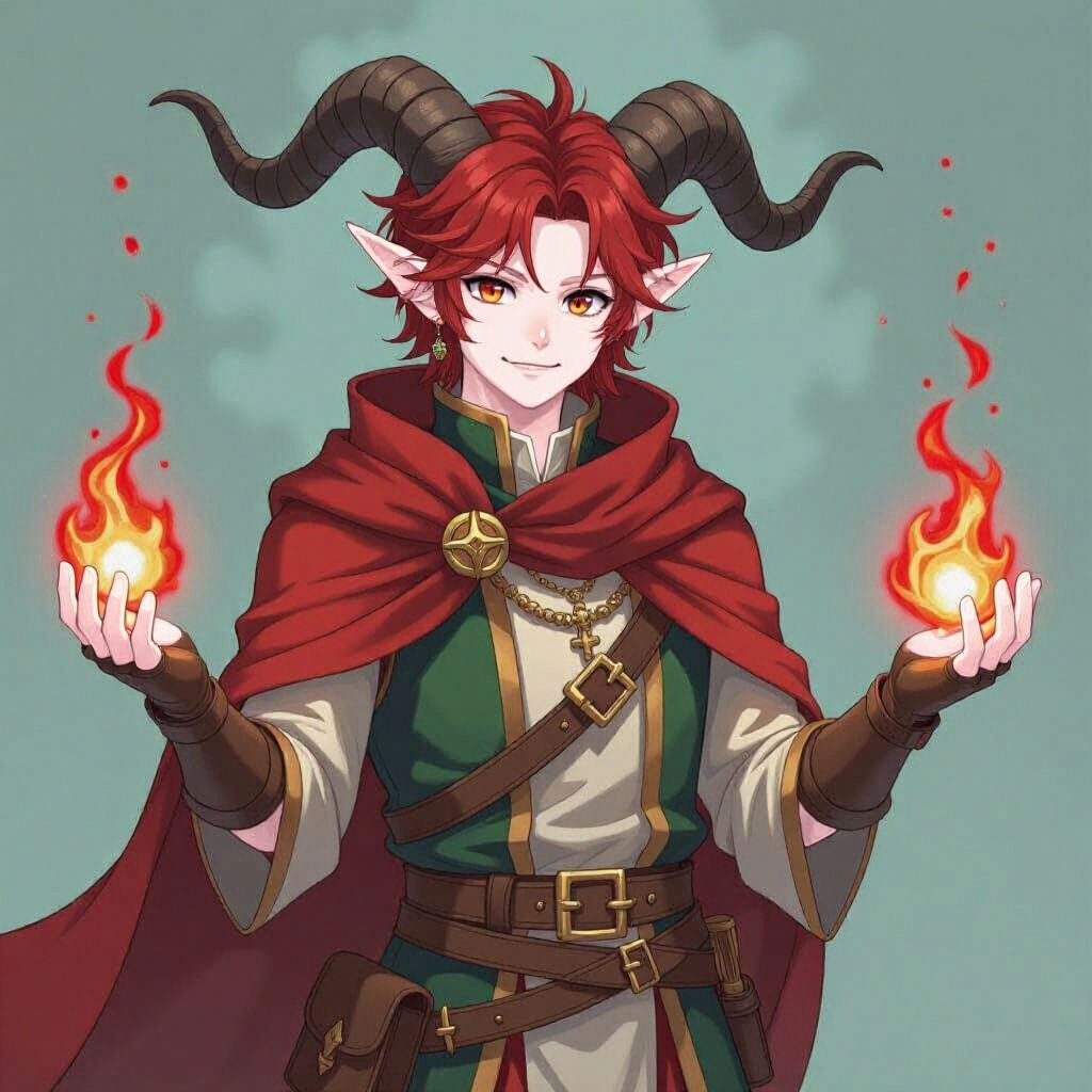 Anime Style Tiefling Cleric for D&D
