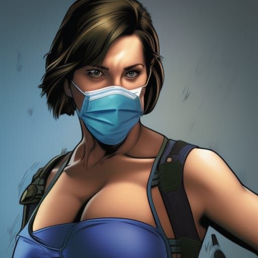 Jill Valentine in Surgical Mask, Comic Book Art