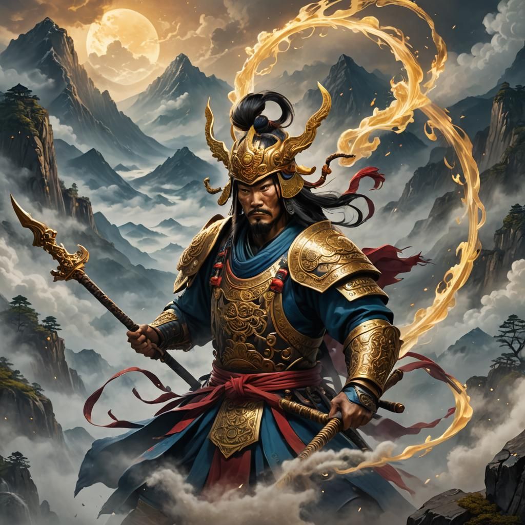 Mysterious Korean Warrior in Misty Mountains