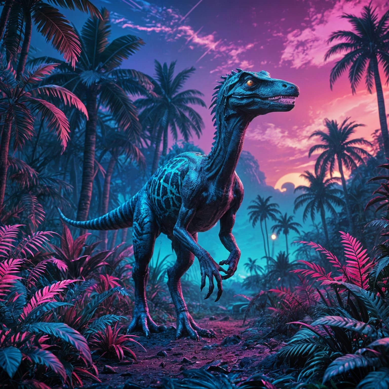 Synthwave Jurassic Jungle Reimagining