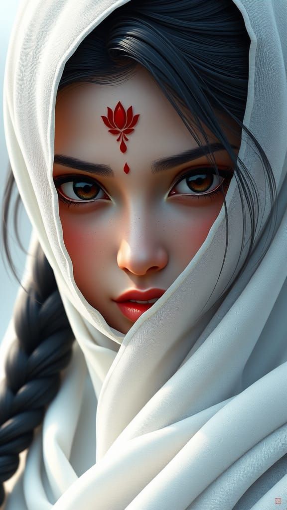 Indian Goddess in Ethereal Veil