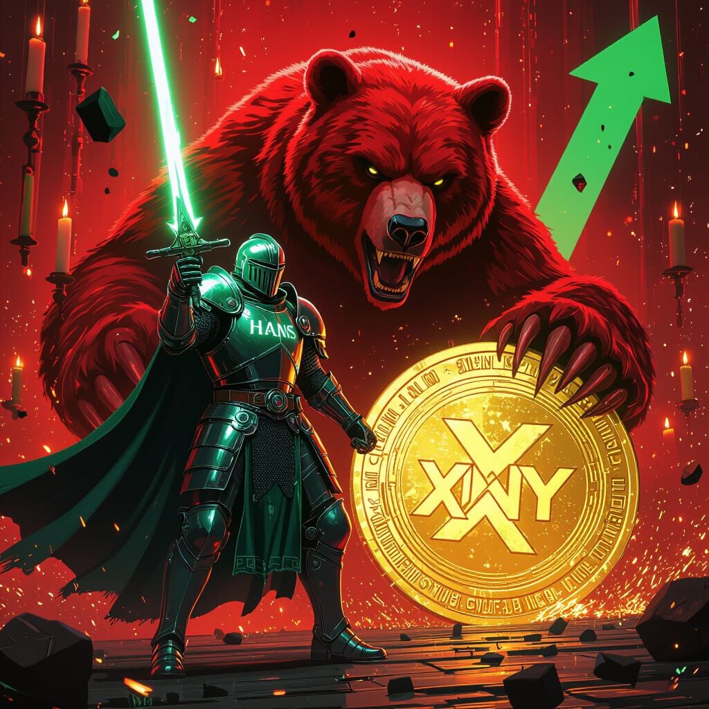 Cyber Knight and Glowing Bear in Cyberpunk Style