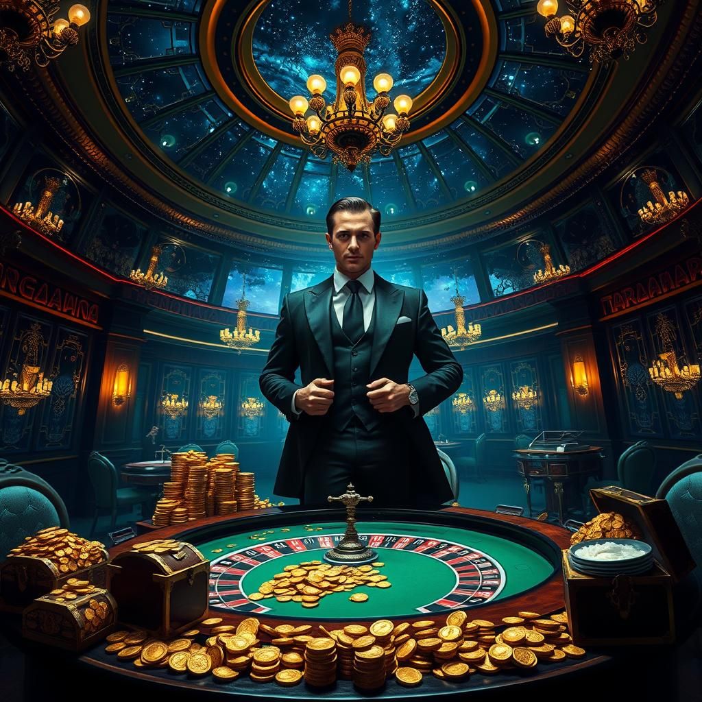 Opulent Entrepreneur in Art Deco Casino