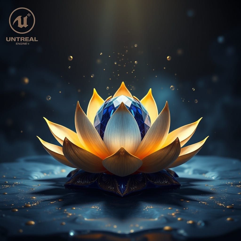 Dreamlike Lotus Blooms in Midnight Blue Skies