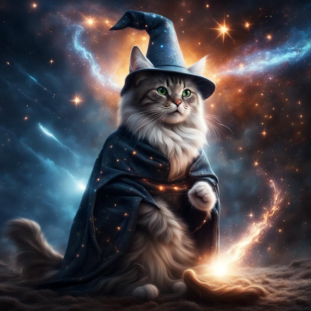 Wizard Cat Conjures Galaxy Storm