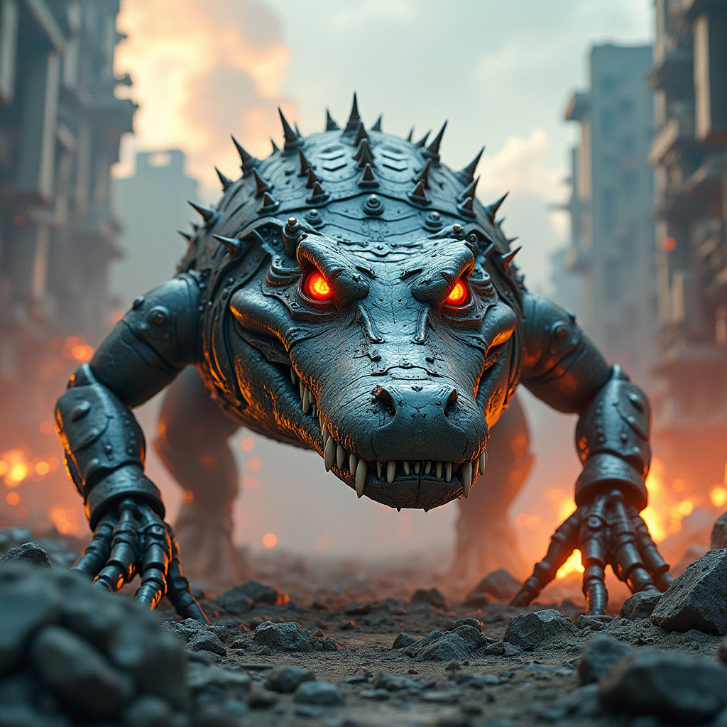 Mechanical Alligator Razes City: Concept Art