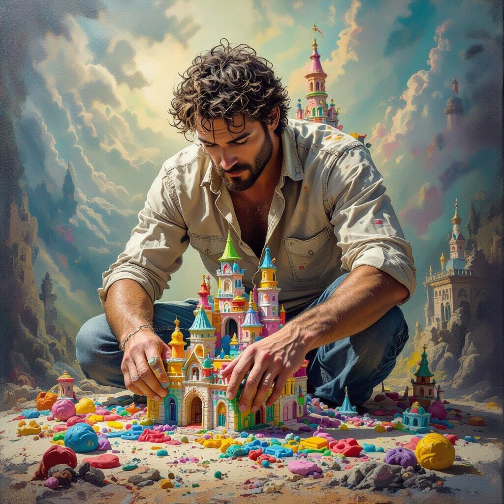 Giant Builds Playdough Palace, Dreamy Surrealism