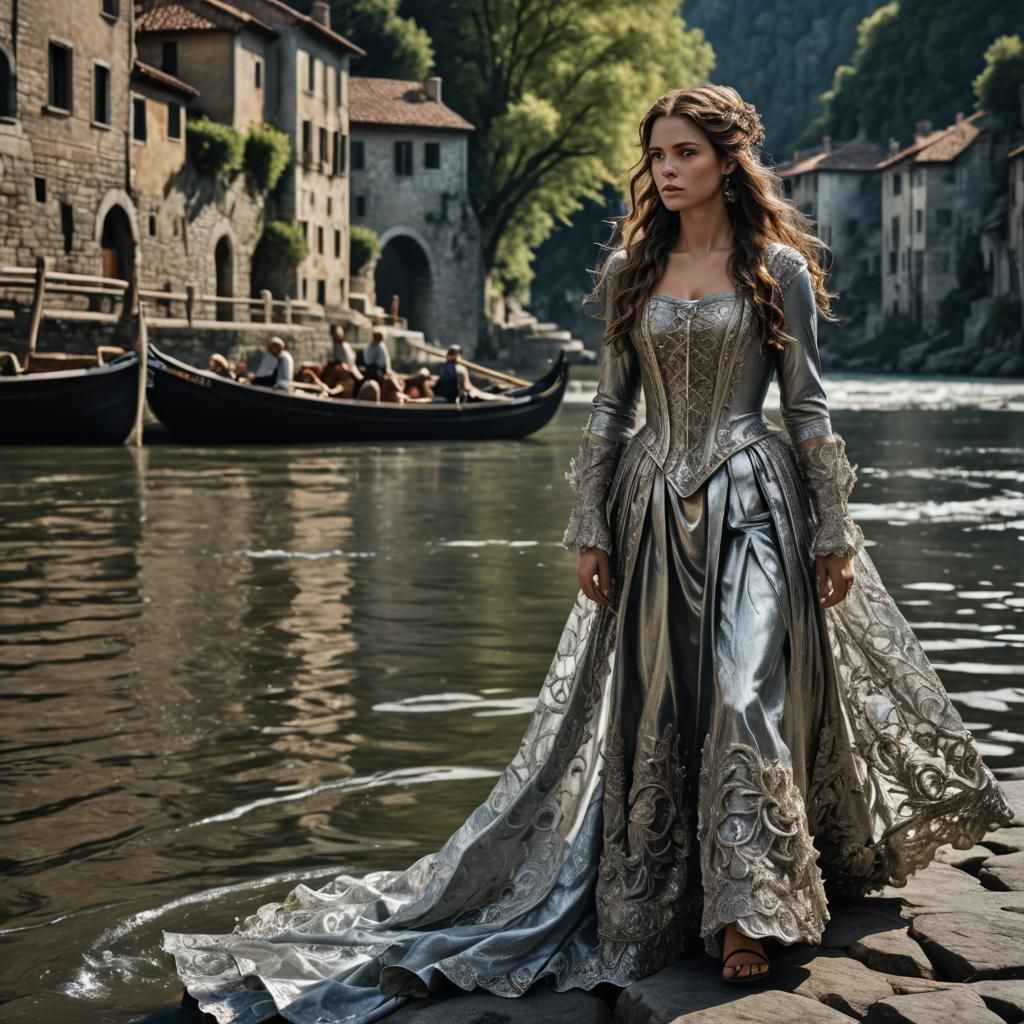Fairy with Silver Dress by a River