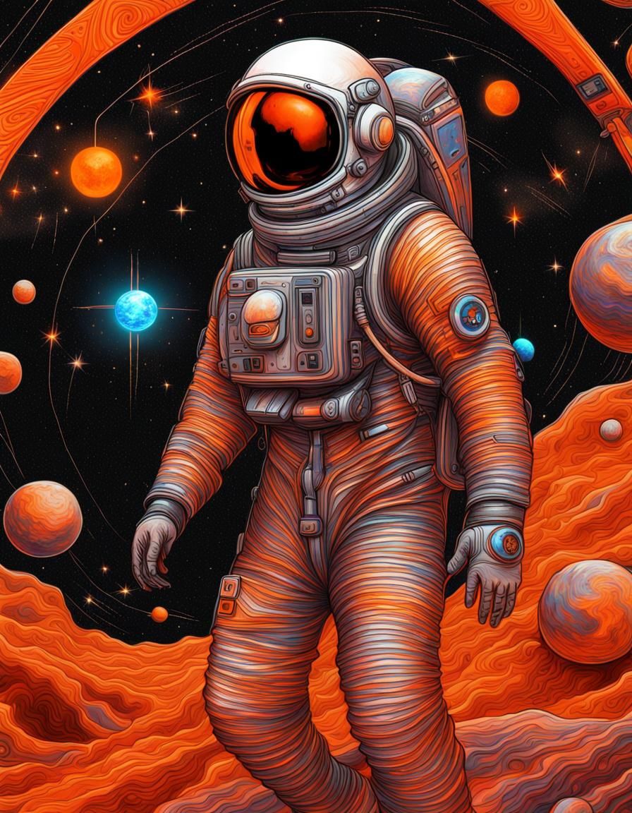 Astronaut's Death in Space: Astral Cosmic Illustration