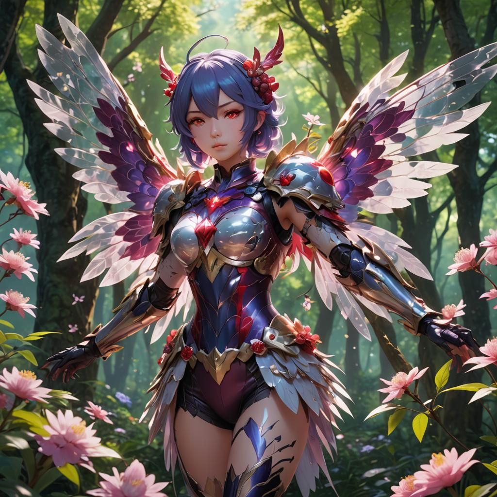 Vibrant Berry Shooter Monster Girl in 3D Anime Art