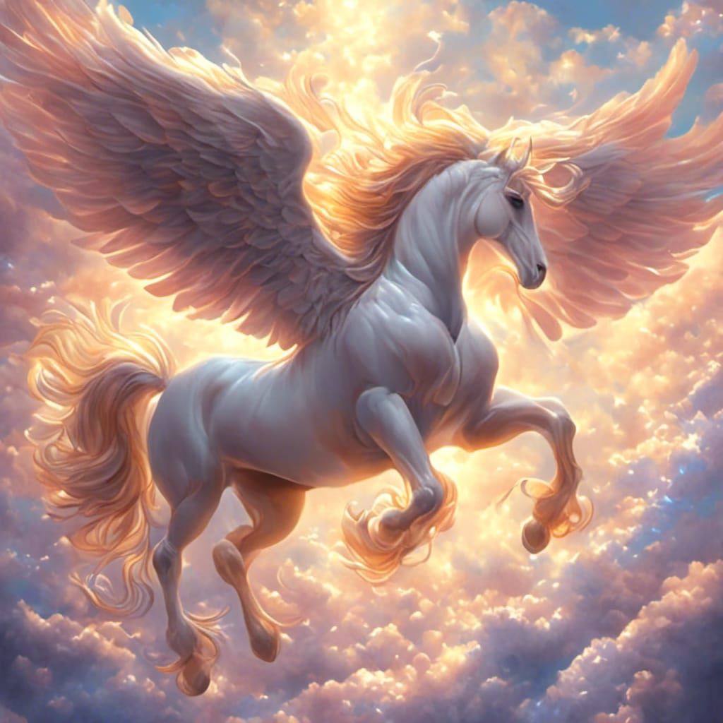 Pegasus Ascending to Heaven in Artistic Style