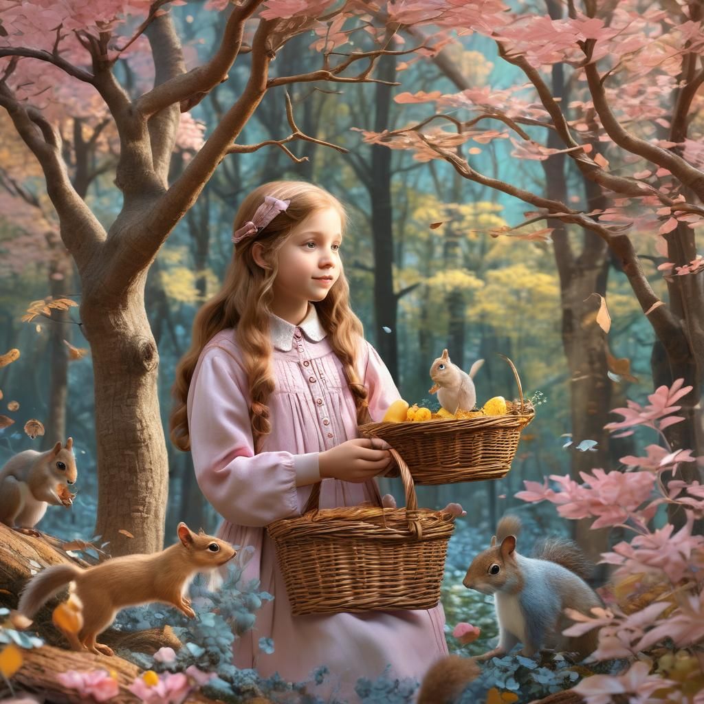 Whimsical Forest Scene in Beatrix Potter Style