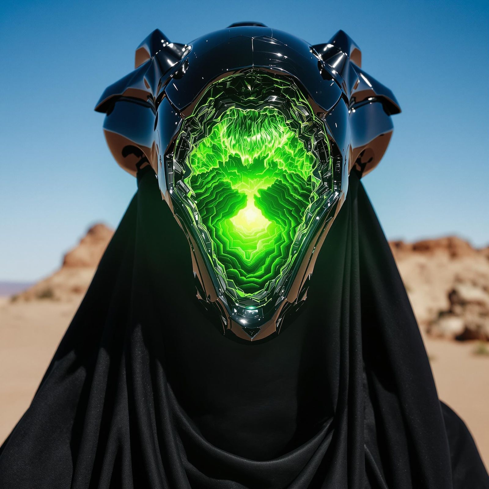 Surreal Alien Portrait in a Desert Landscape