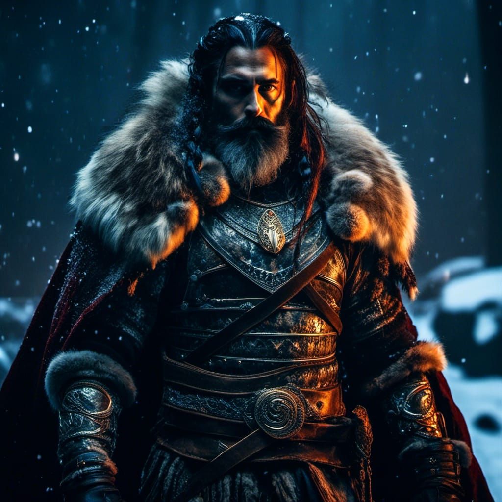 Elven Sorceress in Snowy Landscape, Luis Royo Style