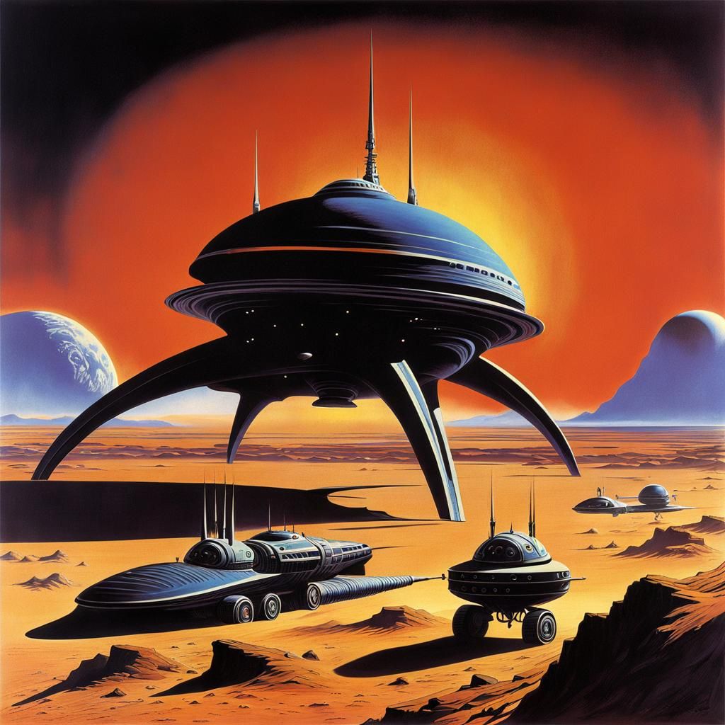 Extraterrestrial Creature on Bizarre Planet in Retro-Futuris...