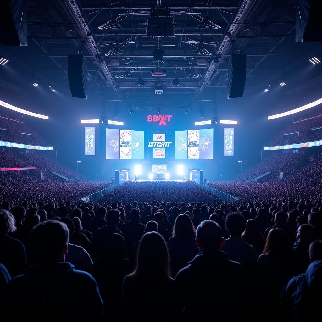 Futuristic E-sports Stadium in Dystopian Style