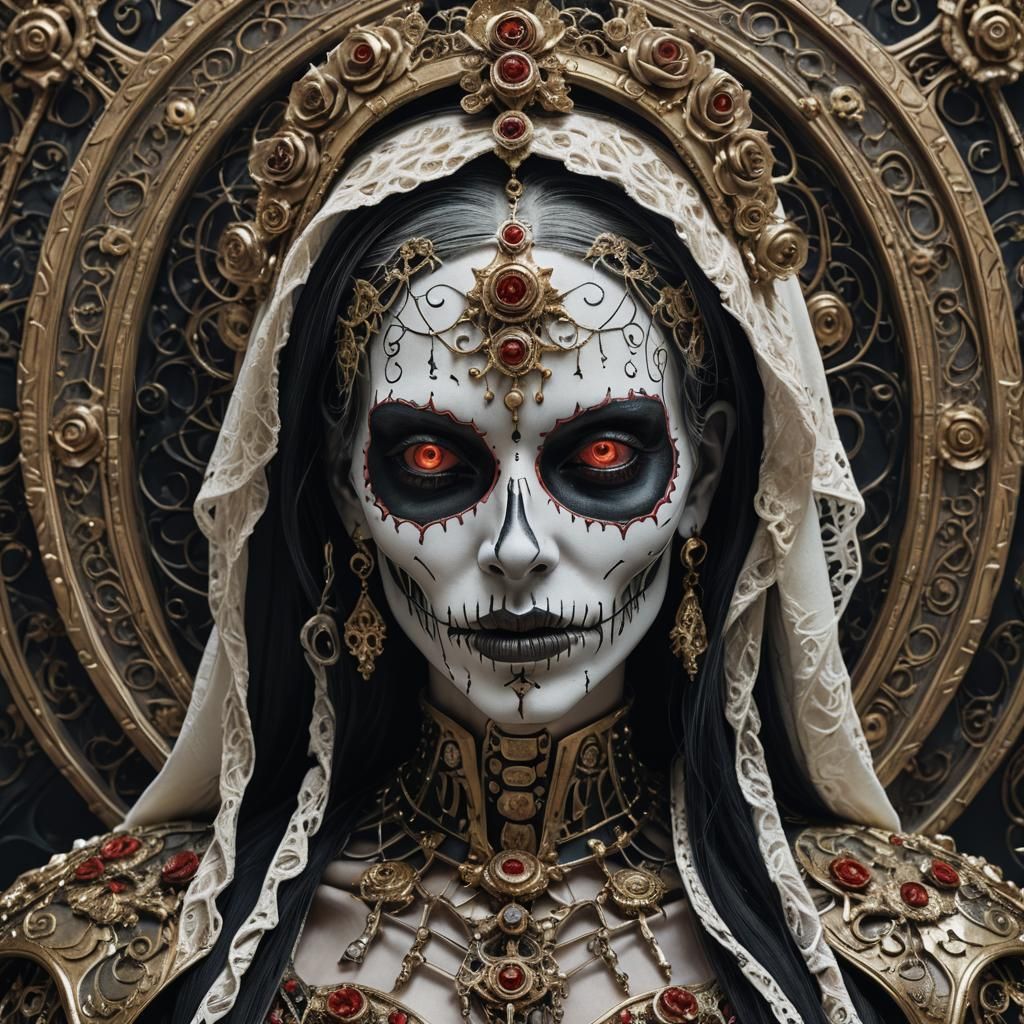 Santa Muerte Cyborg Vampire in Ultra-Realistic Detail