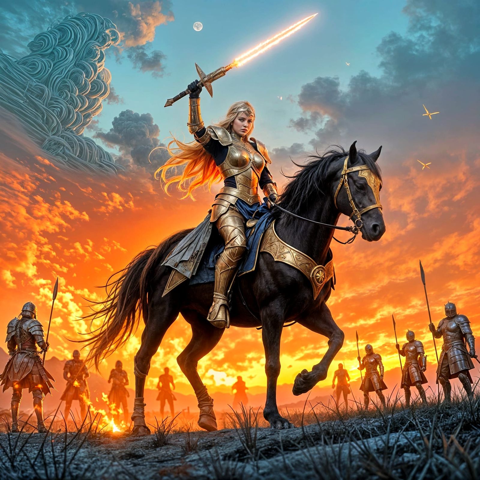 Valkyrie Leading Ghostly Procession in Starlight