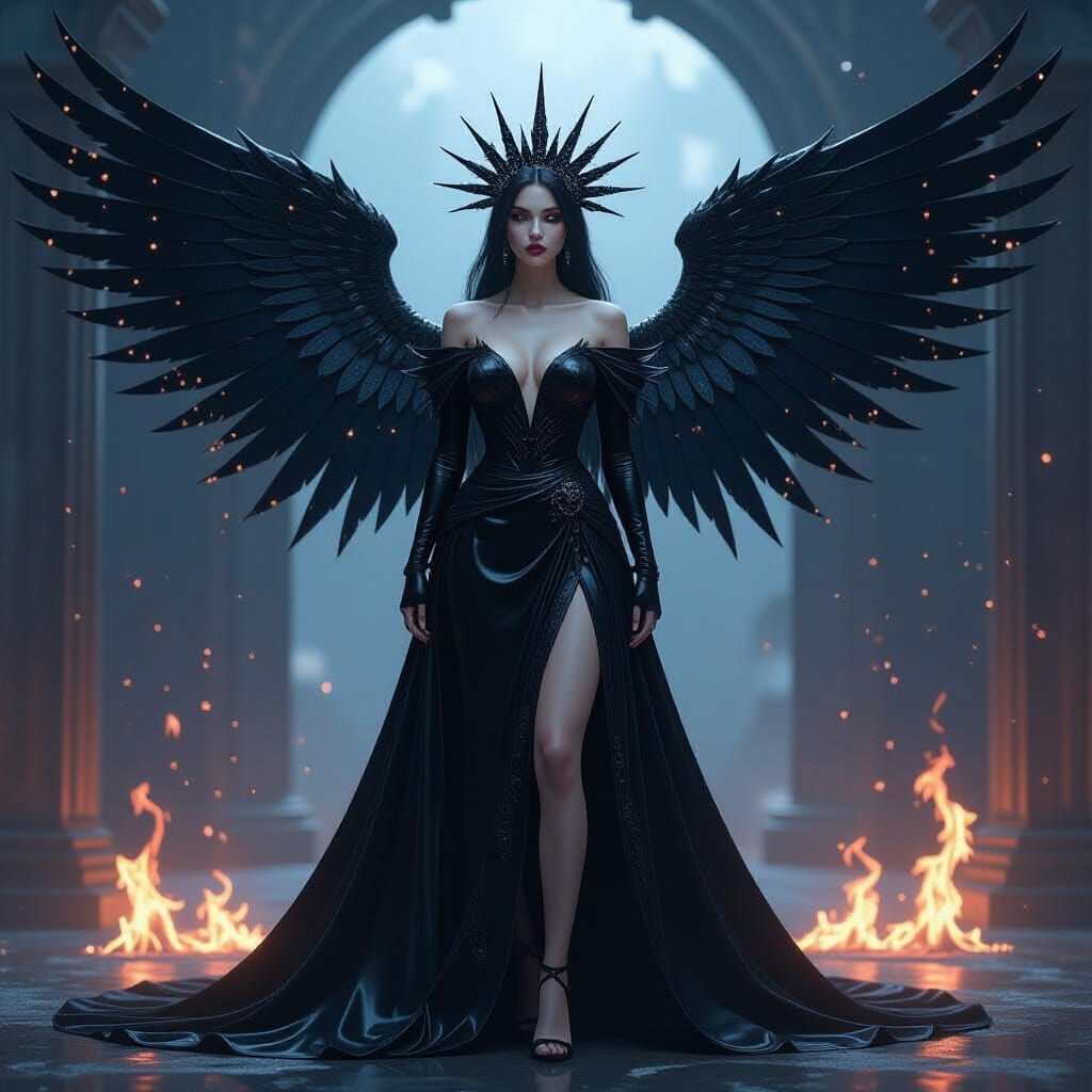 Void Siren Monarch with Obsidian Gown and Star Crown