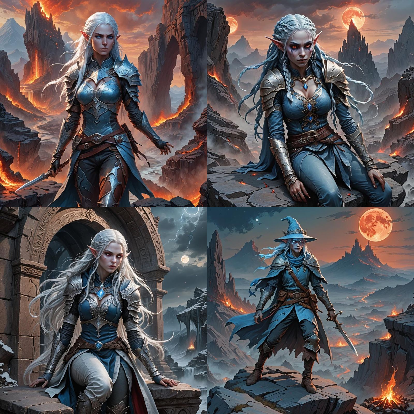 Icy Moon Elf Assassin in Avernus, Digital Painting