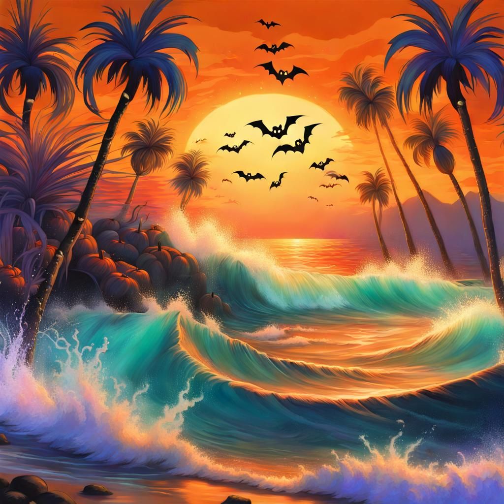 Halloween in Hawaii: Tropical Sunset with Ghosts