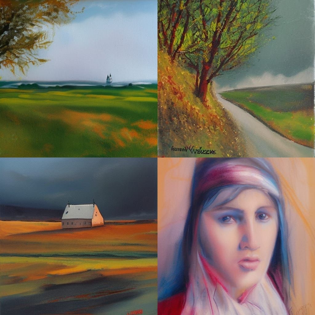 Abstract Composition in Oil Paint Style