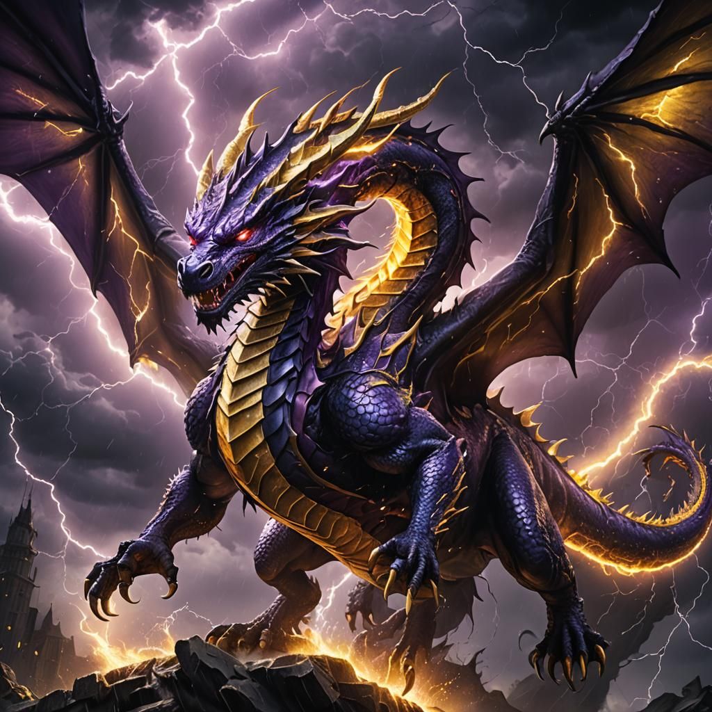 Dragon Soaring Through Stormy Skies
