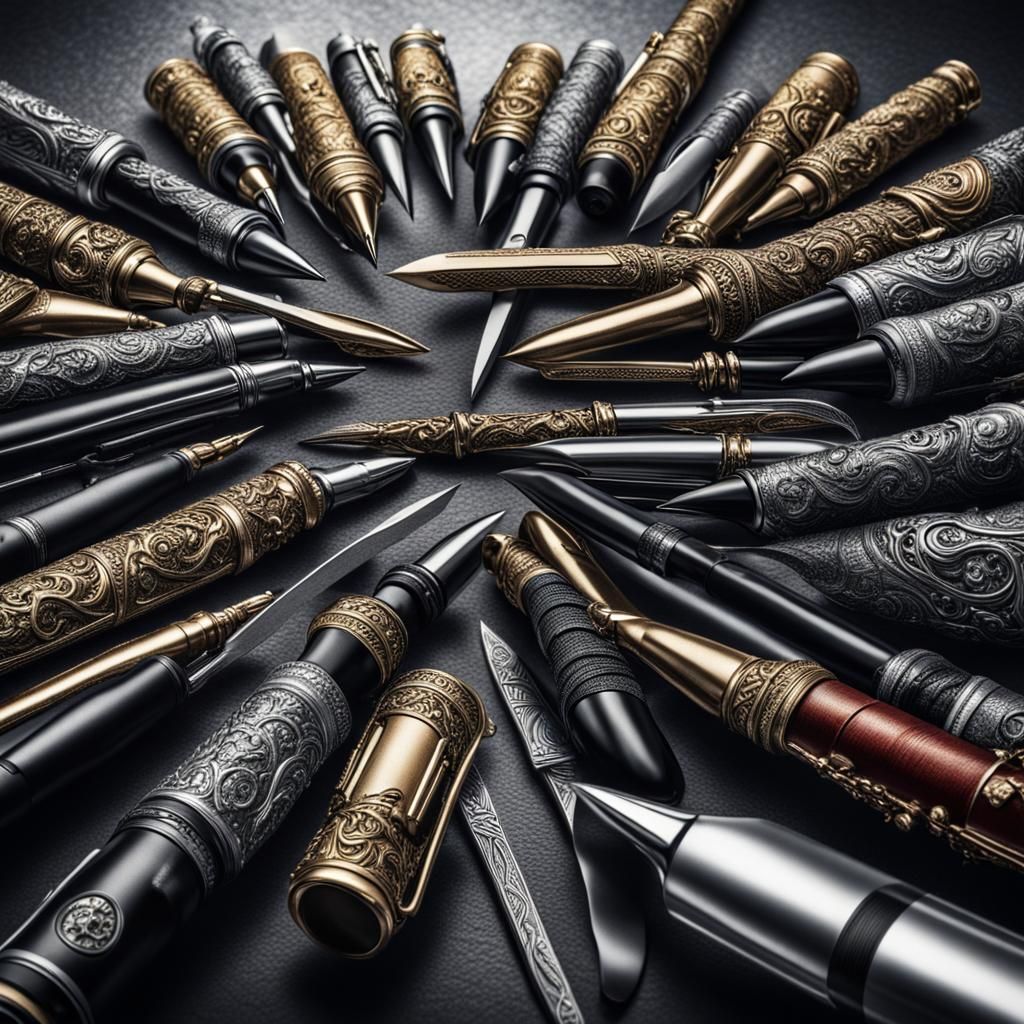 Pen Versus Sword: A Hyperrealistic Showdown