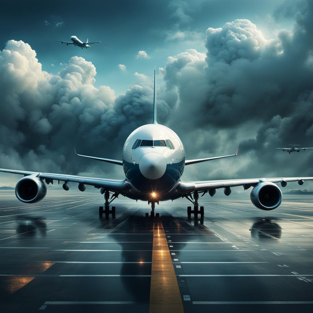 Airplane Landing on Runway: Digital Matte Painting