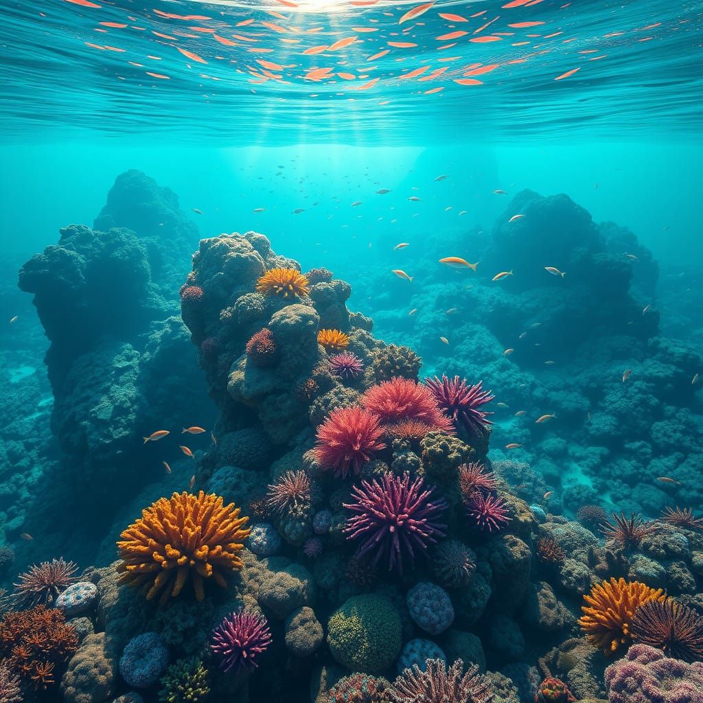 Tropical Reef in Vibrant, Turquoise Depths