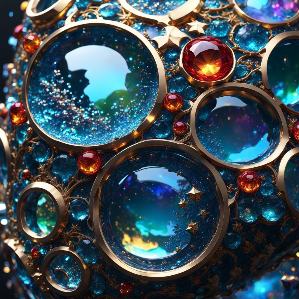 Colorful Fractured Porcelain Panther Glass Art