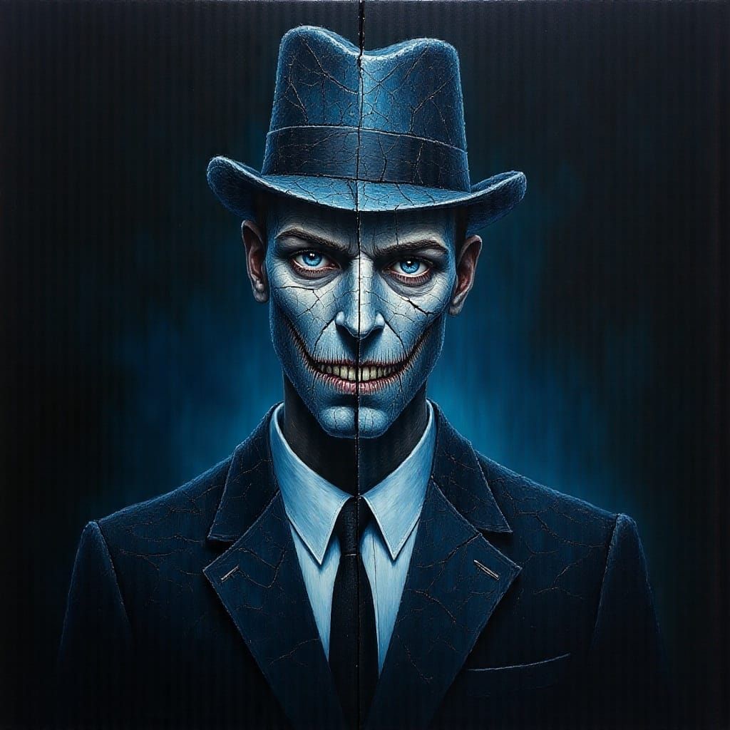 Menacing Ice Fedora Portrait in Macabre Style